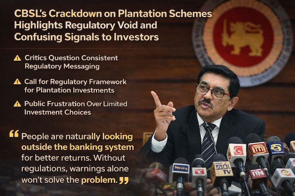 CBSL’s Crackdown on Plantation Schemes Highlights Regulatory Void and Confusing Signals to Investors