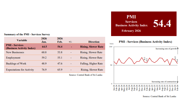 Sri Lanka’s Service Sector Growth Slows in February 2026: PMI Report